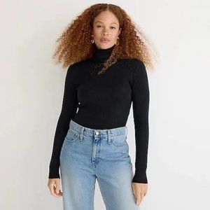 J.Crew TENCEL™ LYOCELL-BLEND RIBBED TURTLENECK SWEATER bj603 like new XS Black
